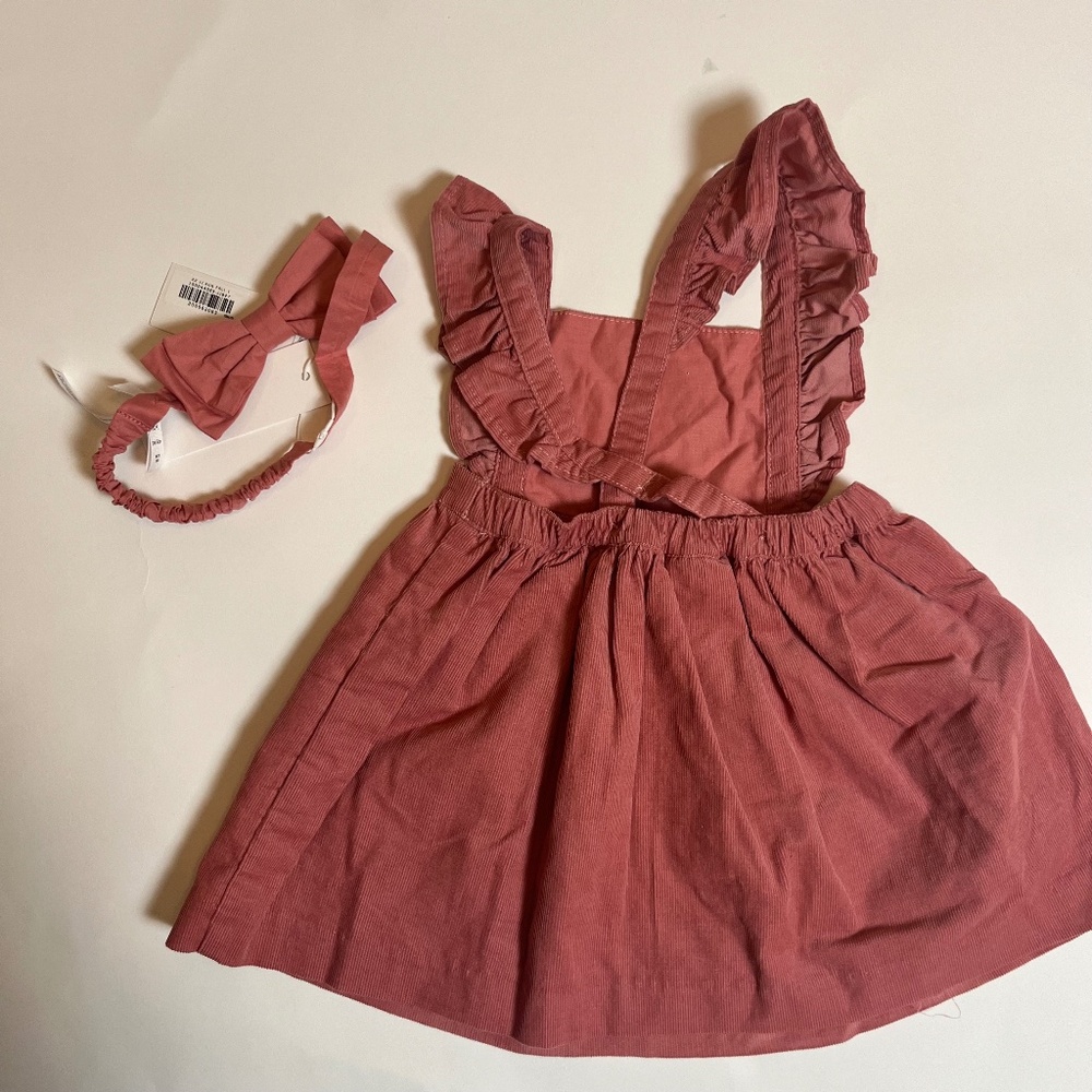Janie & Jack NWT 6-12M corduroy jumper and bow